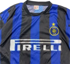 PIRELLI inter ☆ ヴィエリ レプリカ ユニフォーム ゲームシャツ Tシャツ ブルー L相当 サッカー 人気 チーム 古着 インテル ミラノ■BB254