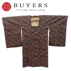 【中古】 道行・道中 道行コート 仕付け糸あり 正絹 ブラウン系 花毬 モダン おしゃれ 和装 呉服 和服 きもの レディース 女性