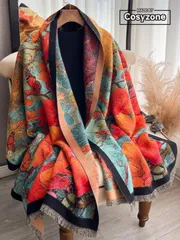 アクセサリー レディース スカーフ 1枚 レトロ フローラル ジャガード ニットマフラー、秋冬の季節に様々な場面で活躍する、ファッショナブルで多様性のあるデザイン