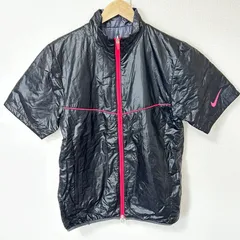 リバーシブル◎(^w^)b NIKE GOLF ナイキゴルフ 半袖 中綿ジャケット ジャンパー アウター ダブルジップ 軽量 防寒 スポーツ 運動 トレーニング ブラック 黒×ネイビー 紺 メンズ サイズL
