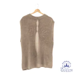 ☆美品☆ a.v.v アーヴェヴェ トップス ニット ベスト クルーネック パール 袖なし レディース ベージュ M 901-13766 送料無料 古着