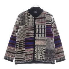 KENZO (ケンゾー) 幾何学模様 リブ編み キルティング 7ボタン ニットカーディガン マルチカラーのサムネイル