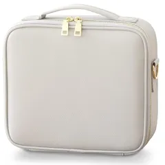 ICHIFUJI メイクボックス 大容量 鏡付き ミラー付き コスメボックス 化粧品 ケース コスメケース 化粧ボックス 化粧箱 (S, アイボリー) 1のサムネイル