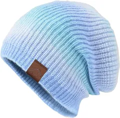 CUBATTY 母の日 ニット帽 レディース 帽子 防寒 ニットキャップ 裏起毛 厚手 柔らかい 保温 おしゃれ( ブルー(帽子のみ),  Free Size)