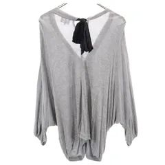 ランバンオンブルー ニット バック リボン カーディガン 38 グレー LANVIN en Bleu ドルマンスリーブ レディース 【中古】  【230611】