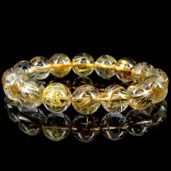  〔K5-11-8〕天然石 高品質タイチンルチルクォーツブレスレット！約50g約13mm