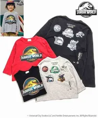 新品2025年秋冬F.O.KIDS エフオーキッズ 【ジュラシックワールド】長袖Tシャツ 100cm110cm120cm130cm140cm グレー色/レッド色 クルマ 男の子 ベビーキッズ ジュニア