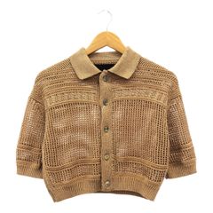 美品 DAISY LIN パイナップルパフ 半袖 ニット ポロシャツ ベージュM