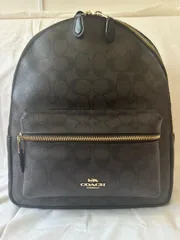 未使用級　COACH　コーチ　リュック　オールレザー　黒　ゴールドロゴ　大容量 極美品】コーチ リュック オールレザー ロゴ A4可 ブラック