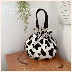 入手困難　牛柄ショルダーバッグ　ミニ巾着　カウ　牛柄　白　茶系　大人気　値下げ 入手困難 牛柄ショルダーバッグ ミニ巾着 カウ 牛柄 白 茶系 大人気 値下げ