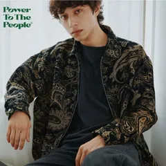 新品 メンズ パワートゥーザピープル POWER TO THE PEOPLE ゴブラン ジャケット アウター ブルゾン 羽織り ジップアップ ペイズリー柄 総柄 ユニセックス レディース 青 ブルー 黒 ブラックのサムネイル