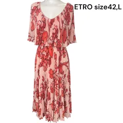 新品タグ付　ETRO ペイズリー柄ロングワンピース　半袖　ベージュ　44 ETRO エトロ ワンピース 良好 サイズ:38 マルチカラー
