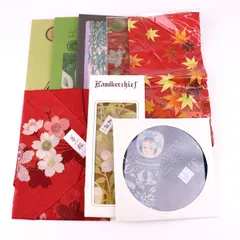 ハンカチ 8点セット 未使用 わさび染他 和柄 和小物 まとめて 大量 レディース 【中古】