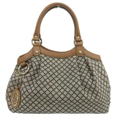 【本物保証】 超美品 グッチ GUCCI ディアマンテ スーキーバッグ 211944 001013 ハンドバッグ キャンバス×レザー ベージュ 格子柄