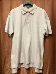 Polo by Ralph Lauren シャドーヘリンボーン柄半袖鹿の子ピマコットンポロシャツ グレー Lサイズ