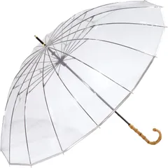 ☆人気商品☆Wpc. 雨傘 ［ビニール傘］16Kプラスティックパイピング オフ 長傘 60cm レディース 大きい 18本骨 多骨 丈夫 グラスファイバー バンブーハンドル 映え 透明 旅行 おしゃれ 可愛い 女性 PT-053-001