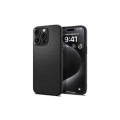 Spigen iPhone 15 Pro Max ケース マット ソフト 米軍MIL規格 耐衝撃 ワイヤレス充電 リキッド・エアー ACS06562 (マット・ブラック) 0
