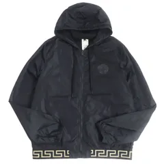 美品□2020年製 VERSACE/ヴェルサーチ メデューサ ジップアップ フーデッド ナイロンパーカー/ブルゾンジャケット ブラック 4 イタリア製のサムネイル
