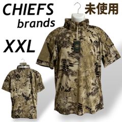 未使用 CHIEFS brands チーフス  メンズ 半袖プルオーバー ハーフジップ XXL ミリタリー アウトドア カモフラ ブラウン系(D06))★