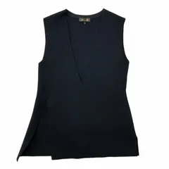 Drawer - ドゥロワー 美品 ニットベスト Vネック サイドスリット ストレッチ 1 黒 ドゥロワー Drawer 美品 ニットベスト Vネック サイドスリット