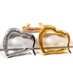 ハワイアンジュエリー ハート ピアス レディース 片耳用ピアス ステンレス 金属アレルギー対応 サージカルステンレス つけっぱなしOK イエローゴールド スチールシルバー ピンクゴールド ropi03