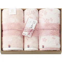 【ギフト】[タオル類]今治謹製 さくら紋織 桜染めバスタオル2P&フェイスタオル2P(木箱入)