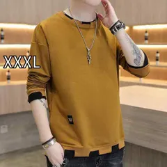 [XXXL]メンズ ファッション 服  オシャレ シンプル 大人 かっこいい 大きいサイズ ストリート 紳士服 長袖 T シャツ 韓国スタイル スリムフィット ラウンドネック 秋 トップス スウェットシャツ