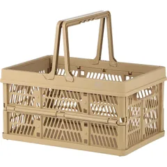 【迅速発送】不二貿易 折りたたみ コンテナ かご 幅38×奥行25.5×高さ20㎝ ベージュ 取っ手付き 持ち運び簡単 内容量15L Mサイズ 69005