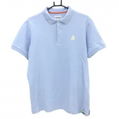 【超美品】ジャックバニー 半袖ポロシャツ ライトブルー ロゴ蛍光オレンジ  メンズ 5(L) ゴルフウェア Jack Bunny