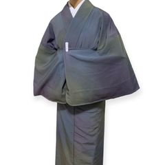 R-1211　着物　小紋　斉藤三才　袷　絹　裄63センチ　レディース　ぼかし染　一部しつけ糸付き