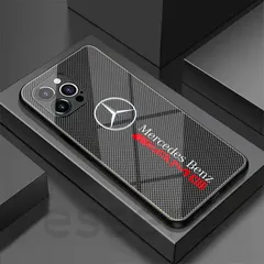 スマホケース iPhoneケース メルセデス ベンツ AMG アイフォンケース 耐衝撃 iPhone13 iPhone14 iPhone15 iPhone16 iPhone17 全機種対応 ガラスケース ハードケース チェック柄 ブラック