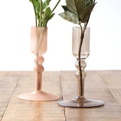 花瓶 フラワーベース おしゃれ ガラス 花器 一輪挿し かわいい 軽量 15cm クリアガラス フロストガラス ガラスベース