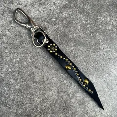 栃木レザー　キーホルダー　キーリング　スタッズ　日本製　ブラック全長約20.5cm