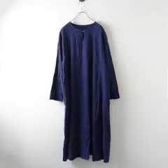 2022AW ネストローブ nest Robe 【UpcycleLino】スキッパー 天然染めワンピース F/ブルー インディゴ 墨【2400014509038】のサムネイル