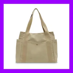 MT's SHOP トートバッグ レディース A4サイズ 厚手 キャンバス 無地 サイドポケット 肩掛け 手提げ マザーズ 通勤 SH397(カーキ)