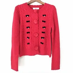 #wnc ギャラリービスコンティ GALLERY VISCONTI カーディガン ピンク 黒 ニット パール リボン ファー タグ付き 美品 レディース [881333]