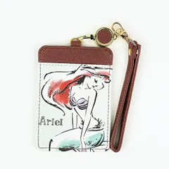 ディズニープリンセス アリエル 水彩タッチ柄リール付きパスケース ミント 定期入れ Disney