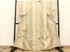 平和屋着物●訪問着　紅花紬　米沢　彩峯　手描き　草花文　正絹　逸品　BAAT0912yc