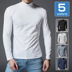 Tシャツ モックネック ゴルフ 長袖 メンズ ハイネックTシャツ カットソー ポロシャツ インナー 肌着 ゴルフウェア スポーツ ランニング 無地 春秋 父の日 敬老の日keniu05