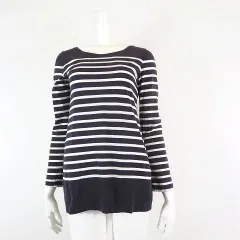 トミーヒルフィガー TOMMY HILFIGER カットソー Tシャツ ボーダー 長袖 M 紺 ネイビー 白 ホワイト 国内正規品