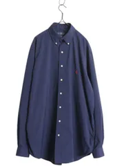 【お得なクーポン配布中!】 ラルフローレン 長袖 ボタンダウン シャツ メンズ L / ポロ 長袖シャツ ワイシャツ ドレスシャツ ワンポイント BD ネイビー 薄手 シンプル