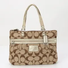 コーチ シグネチャー レザー キャンバス トート バッグ 肩掛け ショルダー ハンド ビジネス 通勤 A4 レディース EEE BD4-2【中古】