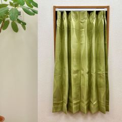【防炎・2級遮光】厚地カーテン　立湧文様 ウェーブ柄　グリーン　巾105cm×丈120cm　1枚入り