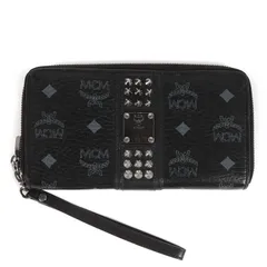 MCM エムシーエム ストラップ付き スタッズ モノグラム レザー ロング ウォレット 長財布 ヴィセトス ラウンドジップ ブラック 黒 ブランド カジュアルのサムネイル