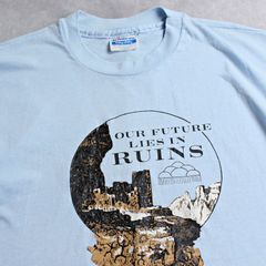 【HANES】80s～90s USA製 ビンテージ シングルステッチ Tシャツ ヘインズ ライトブルー Lサイズ