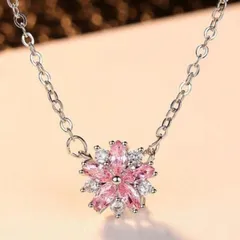 新品 未使用 ネックレス 桜 ピンクダイヤ ペンダント 桜モチーフ プレゼント