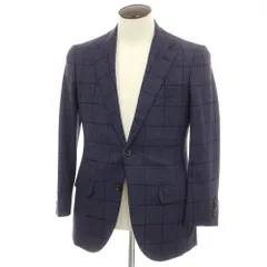 【中古】セビロ アンド コー Sebiro & co ウール チェック 3B テーラードジャケット ネイビー【サイズ48】【メンズ】