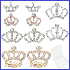 SUNNYCLUE　10個5種　クラウン　チャーム　王冠　チャーム　ラインストーン　チャーム　合金　ティアラ チャーム　クリスタル　ガラス　ビーズ　チャーム　小さなクラウン　冠形　チャーム　ネックレス　ライトゴールド　ハンドメイド　透かし　キラキラ　ダイヤ型