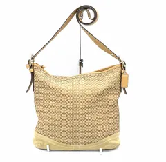 コーチ（COACH）キャンバス×スエード ミニシグネチャー ホーボー クロスボディショルダー F10943  ベージュ 【中古】 JA-18632