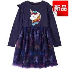 ✨新品✨女の子 ユニコーン ワンピース 長袖 チュールスカート キラキラスパンコール 子供服 キッズドレス 発表会 誕生日 プレゼント 可愛い 紫色 フリル 100/110/120/130サイズ 七五三 入園式 入学式